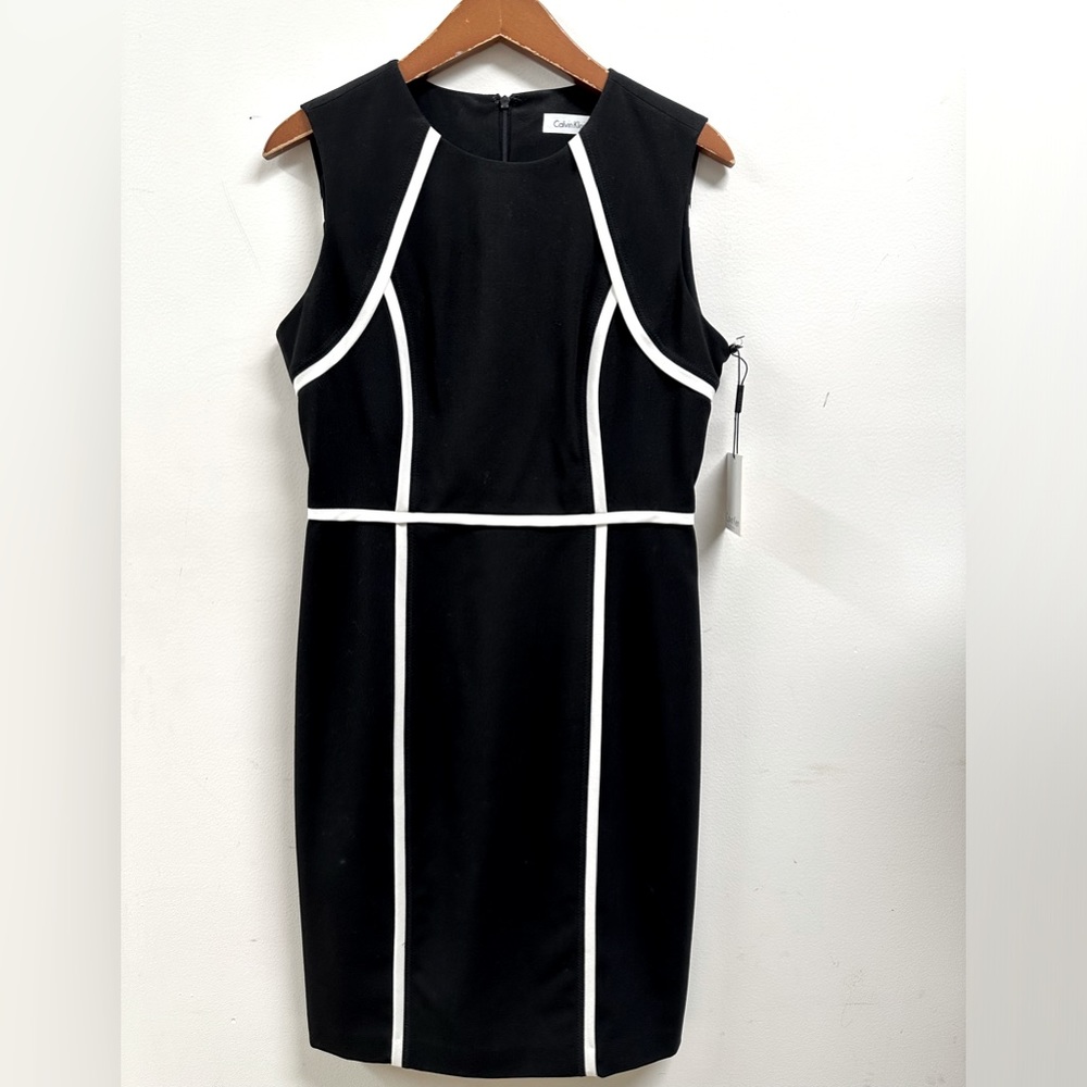 Calvin Klein black and white shift dress